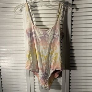 Roxy Pastel Yellow and Lavender Floral Swimsuit